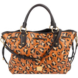 MCM Monogram Leopard Print Visetos Drawstring Tote Handbag