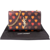 Saint Laurent Leather Heart Print Kate Crossbody Bag