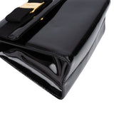 Salvatore Ferragamo Black Patent Calf Leather Vara Bow Top Handle Handbag