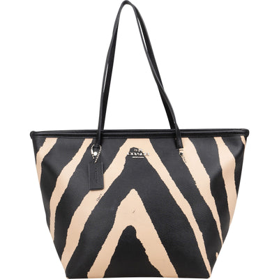 Coach Zebra Print City Shopper Shoulder Bag