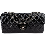 Chanel Quilted Patent Leather East West Single Flap Shoulder Bag
