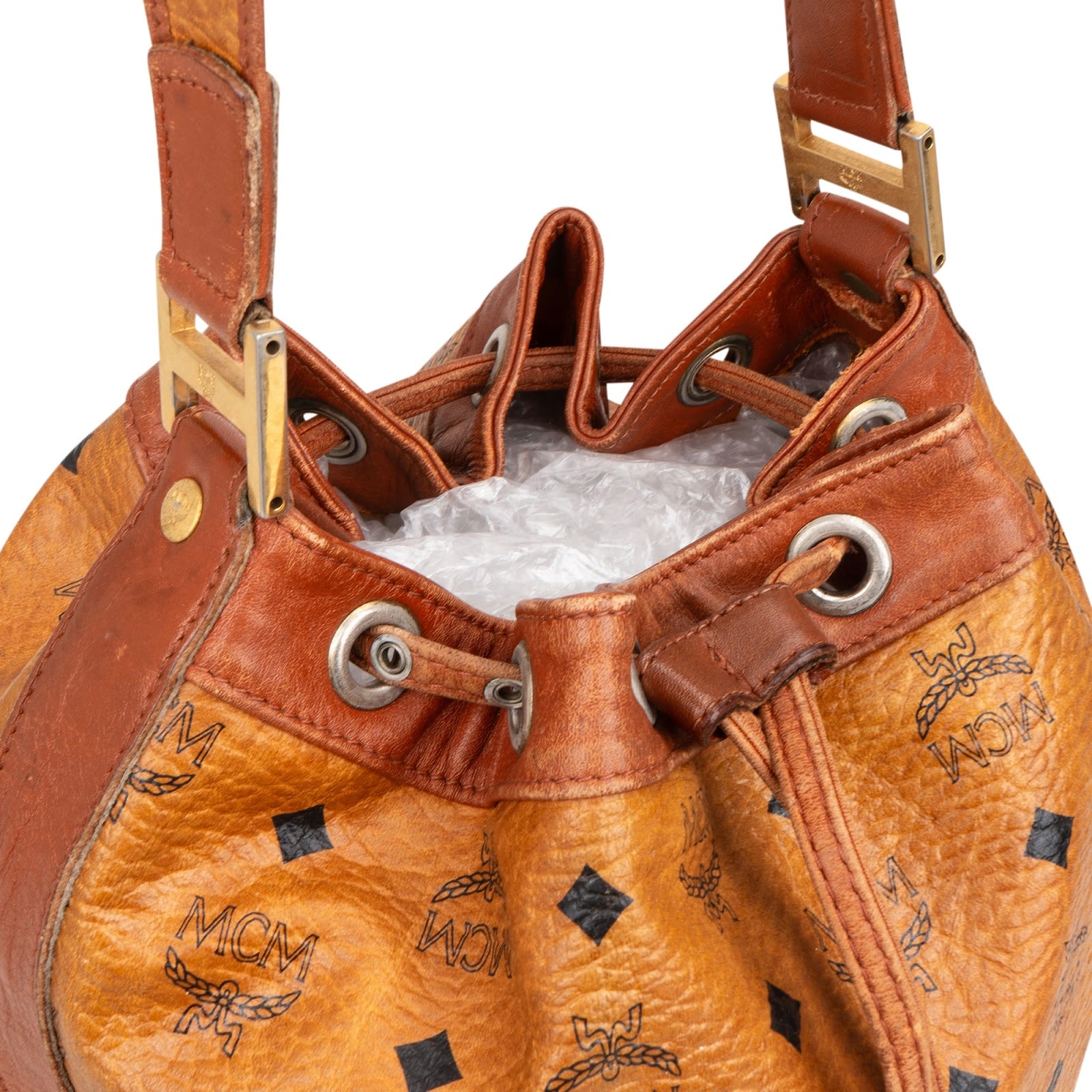 [🔄️B07 / F46] MCM Monogram Visetos Drawstring Bag Handbag - vintageandkickz