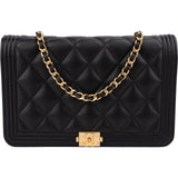 Chanel Quilted Lambskin Small Boy Wallet On Chain Crossbody Bag