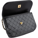 Chanel Quilted Lambskin 24K Gold Half Moon Flap Shoulder Bag