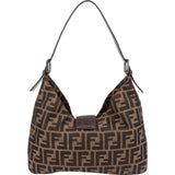 Fendi Monogram FF Zucca Canvas Baguette Buckle Shoulder Bag