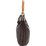 Gucci Brown Leather Bamboo Handle Hobo Handbag