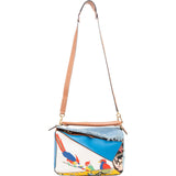 Loewe Limited "Paula's Ibiza Parrot" Print Leather & Denim Fringe Puzzle Handbag