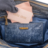 Miu Miu Vitello Blue Lux Satchel Handbag