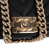 Chanel Chevron Quilted Lambskin Small Boy Single Flap Crossbody Bag