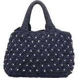 Prada Woven Raffia Polka-Dot Tote Shoulder Handbag