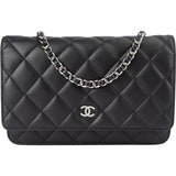 Chanel Quilted Lambskin Palladium Wallet On Chain Crossbody Bag