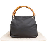 Gucci Black Leather Nylon Bamboo Top Handle Handbag