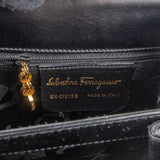 Salvatore Ferragamo Black Boxcalf Leather Gancini Top Handle Handbag