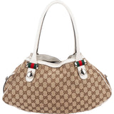 Gucci Monogram GG Canvas Web Stripe Tote Shoulder Bag