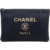 Chanel Tweed Glitter Denim CC Clutch