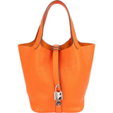 Hermès Tangerine Orange Taurillon Clemence Picotin Lock 18 (PM) Handbag