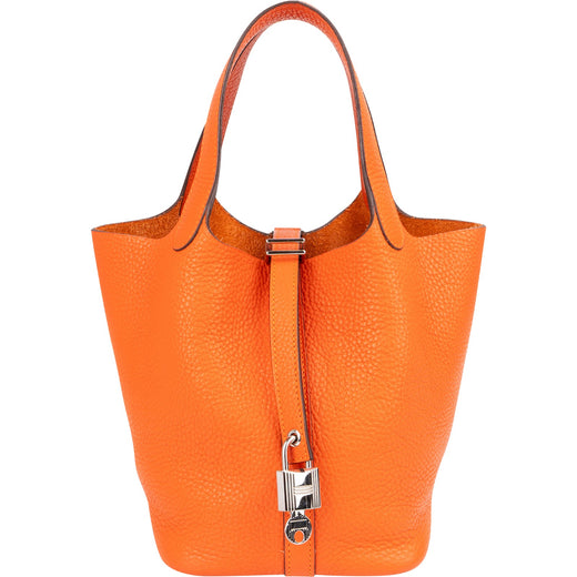 Hermès Tangerine Orange Taurillon Clemence Picotin Lock 18 (PM) Handbag