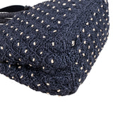 Prada Woven Raffia Polka-Dot Tote Shoulder Handbag
