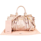 Miu Miu Vitello Lux Leather Drawstring Satchel Handbag