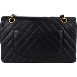 Chanel Quilted Lambskin Chevron Medium 24K Gold Double Flap Shoulder Bag