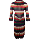 Gucci Multicolor Striped Glitter Cardigan GG Pearl Buttons Dress Costume Set (M)