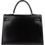 Hermès Noir Boxcalf Kelly 35 Sellier Handbag