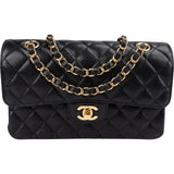 Chanel Quilted Caviar Leather Small Double Flap Shoulder Bag