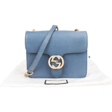Gucci Blue Pebbled Leather Small Interlocking GG Crossbody Bag