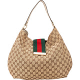 Gucci Monogram GG Canvas Web Hobo Shoulder Bag