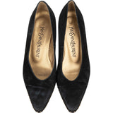 Yves Saint Laurent Black Leather Suede Studded Pumps (34)