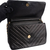 Chanel Chevron Lambskin 24K Gold Single Flap Shoulder Bag