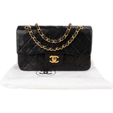 Chanel Quilted Lambskin 24K Gold Small Double Flap Crossbody Bag