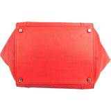 Céline Red Drummed Calfskin Large Luggage Handbag