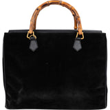 Gucci Suede Bamboo Handle Tote Handbag