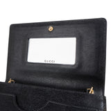 Gucci Black Grained Leather Wallet On Chain Crossbody Bag