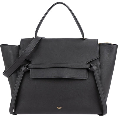 Céline Black Grained Leather Belt Handbag