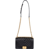 Chanel Quilted Chevron Boy Single Flap Crossbody Bag