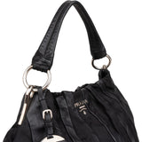 Prada Tessuto Leather Striped Gauffre Hobo Handbag