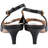 Gucci Black Leather Zumi Mid-Heel Slingback Sandal Sandals (36)