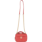 Chanel Red Quilted Lambskin Top Handle Vanity Case Crossbody Bag