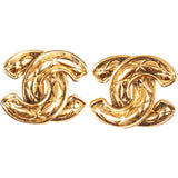 Chanel Quilted CC Emblem Clip-On Earrings Clips 2459