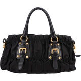 Prada Black Tessuto Gauffre Satchel Handbag