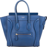 Céline Blue Drummed Calfskin Micro Luggage Handbag