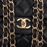 Chanel Caviar Leather Palladium Jumbo Double Flap Crossbody Bag