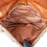 Miu Miu Linen Studded Fringe Small City Coffer Shoulder Crossbody Bag