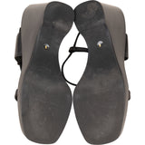 Gucci Black Leather Platform Wedge Sandals Shoes (36)