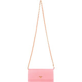 Prada Pink Saffiano Leather Wallet on Chain Crossbody Bag