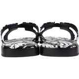 Hermès Black & White Leather Imprime Animaux Bandana Oran Sandals (37,5)