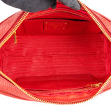 Prada Red Vitello Daino Leather Duffle Handbag