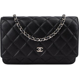 Chanel Quilted Lambskin Palladium Wallet On Chain Crossbody Bag